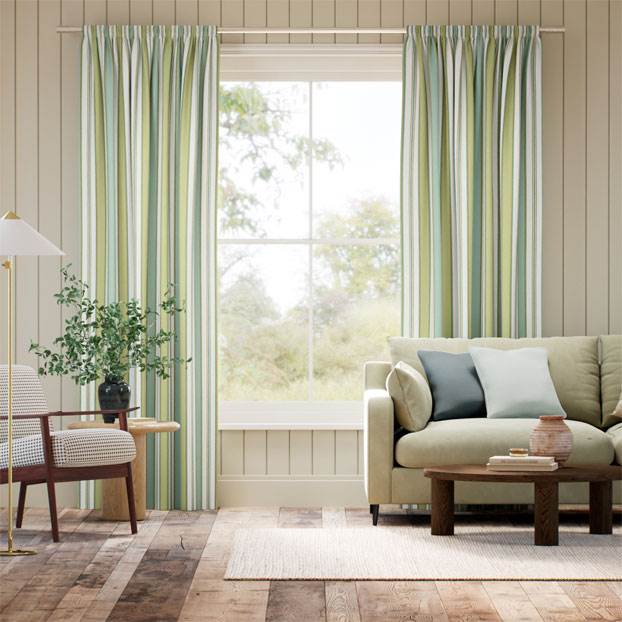College Stripe Green & Aqua Curtains thumbnail image