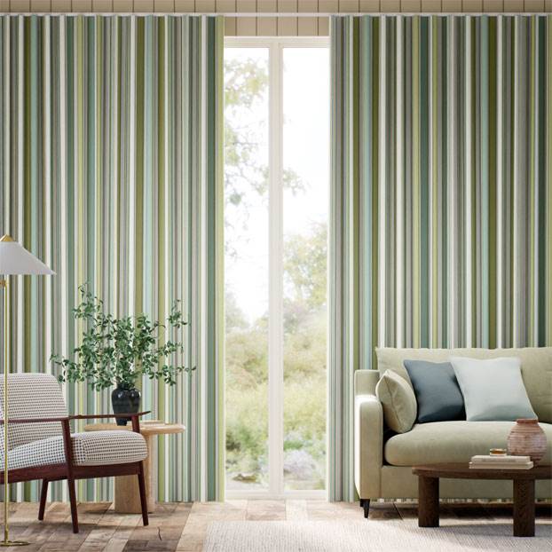 College Stripe Green & Aqua Curtains thumbnail image