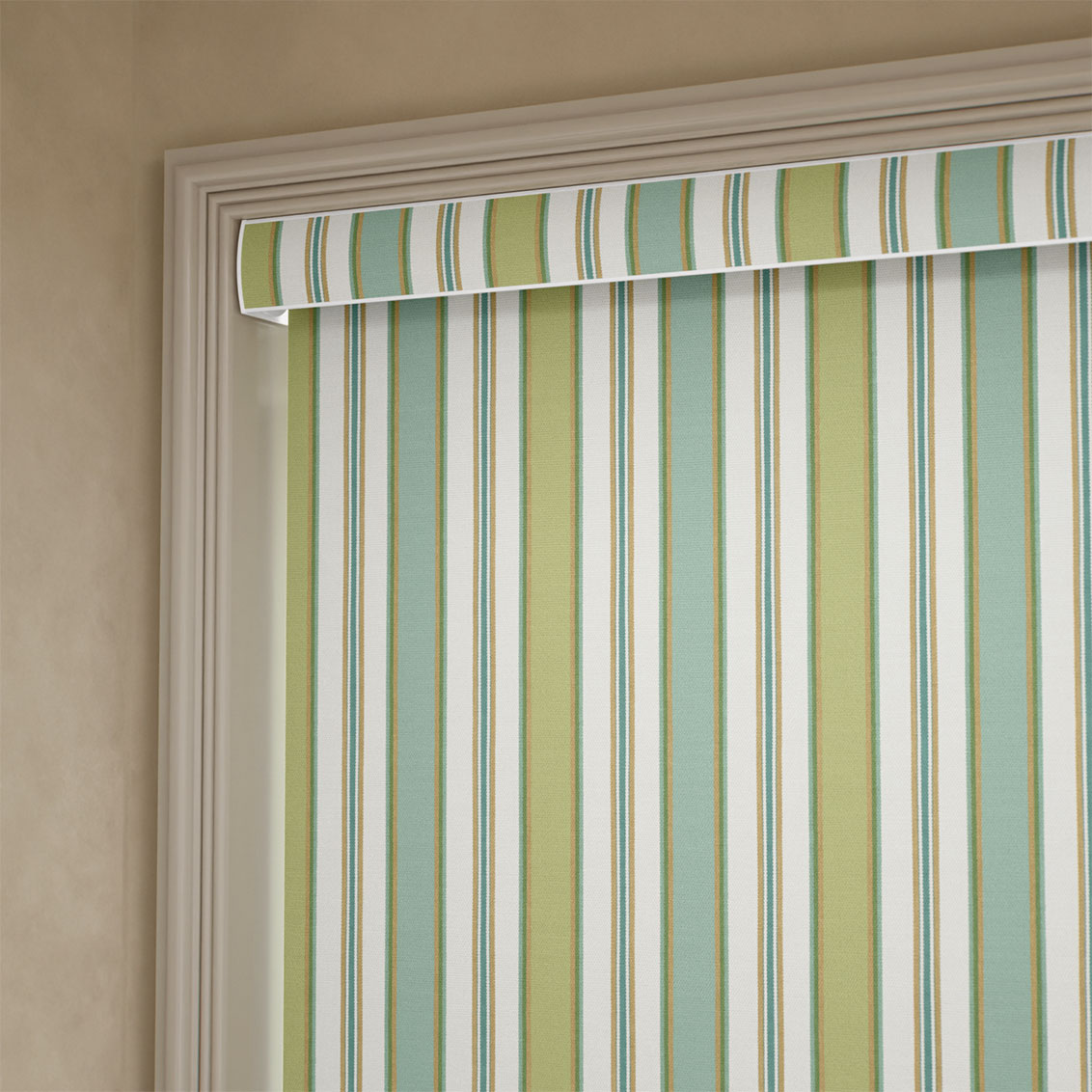 College Stripe Green & Aqua Roller Blind