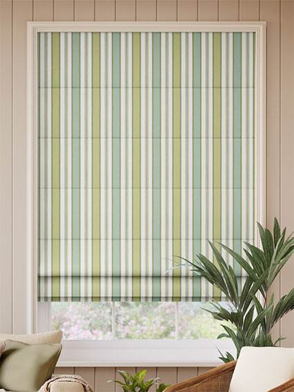 College Stripe Green & Aqua Roman Blind thumbnail image