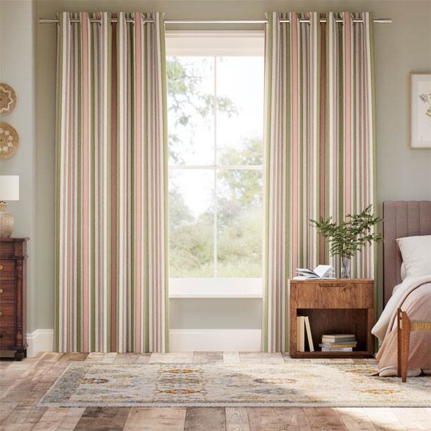 College Stripe Green & Blush Curtains thumbnail image