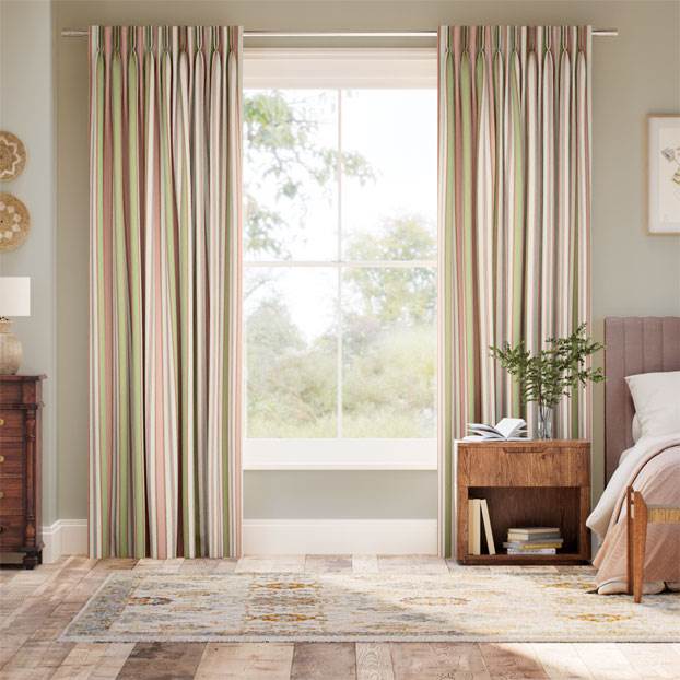 College Stripe Green & Blush Curtains thumbnail image