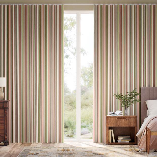 College Stripe Green & Blush Curtains thumbnail image