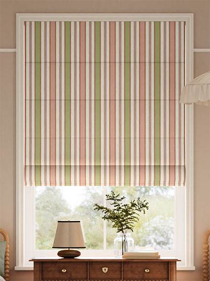 College Stripe Green & Blush Roman Blind thumbnail image