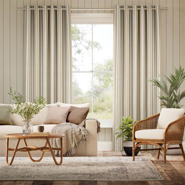 College Stripe Neutral Curtains thumbnail image
