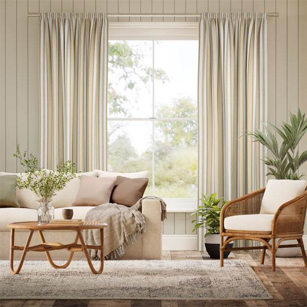 College Stripe Neutral Curtains thumbnail image