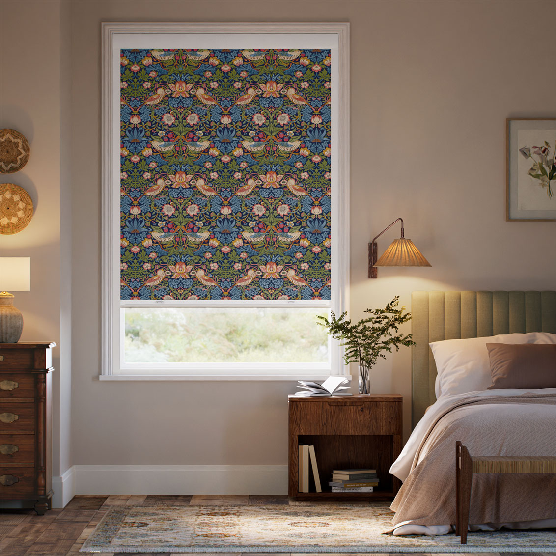 Click2Shade Complete Blackout William Morris Strawberry Thief Jewel Roller Blind