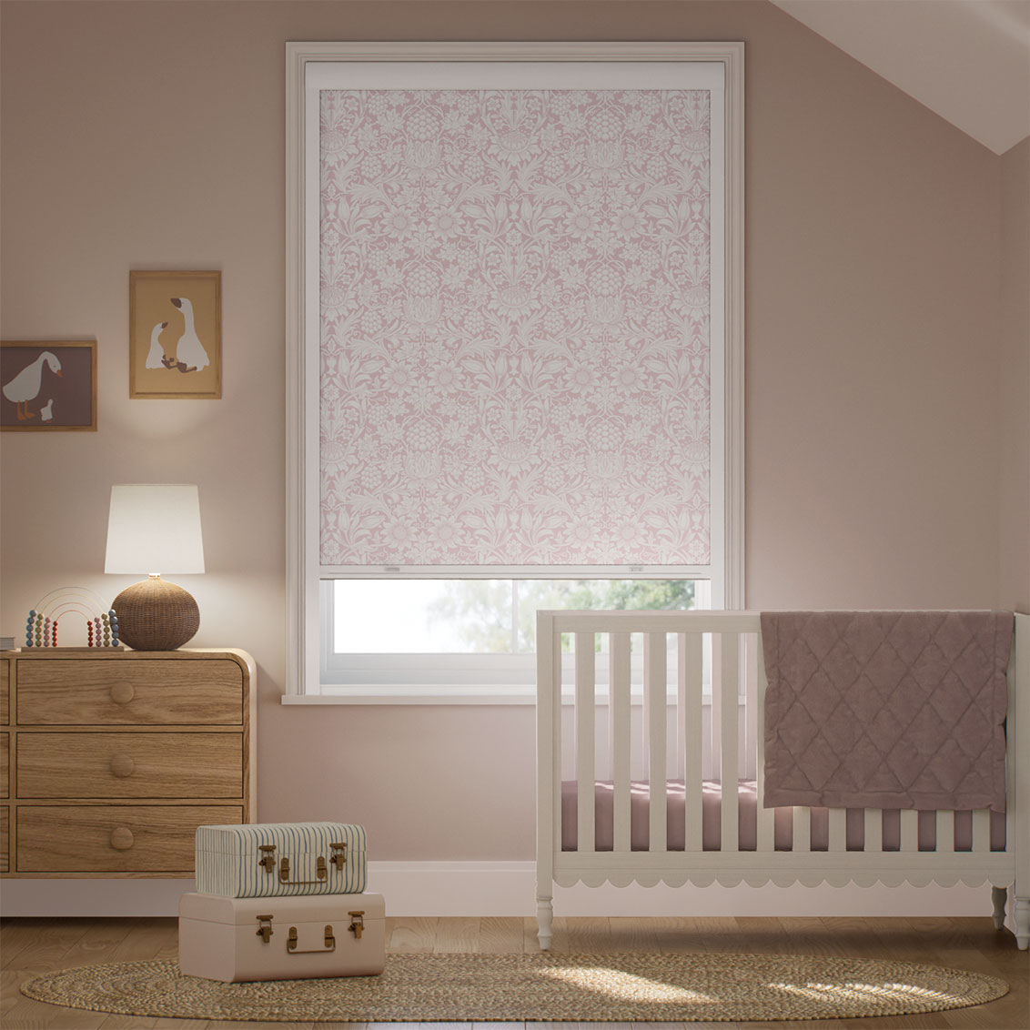 Click2Shade Complete Blackout William Morris Sunflower Blush Roller Blind