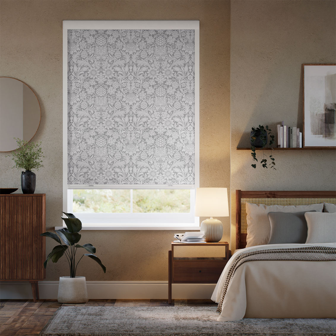 Click2Shade Complete Blackout William Morris Sunflower Manor Grey Roller Blind