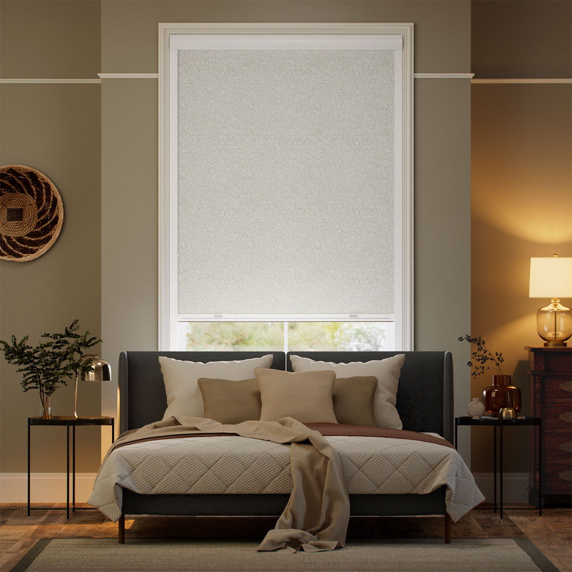 Click2Shade Complete Blackout William Morris Willow Parchment Roller Blind
