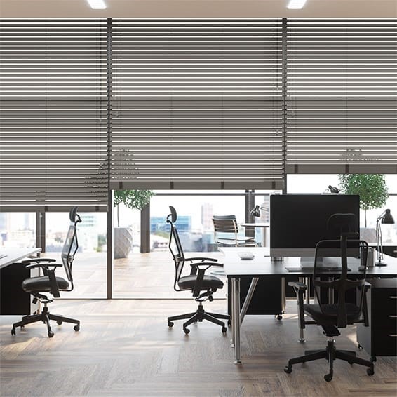 Contract Atlanta Warm Grey Faux Wood Blind - 50mm Slat