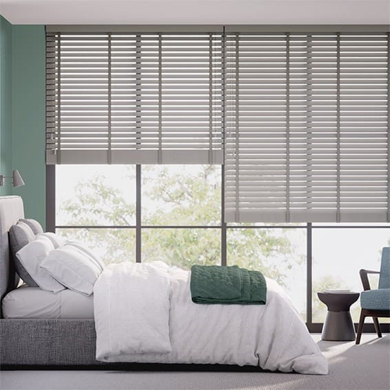 Contract Atlanta Warm Grey & Tin Faux Wood Blind - 50mm Slat