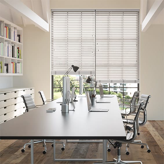Contract Cool Grey Faux Wood Blind - 50mm Slat