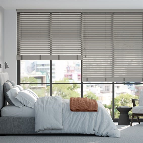 Contract Tampa Tonal Grey Faux Wood Blind - 50mm Slat