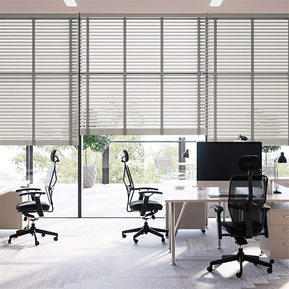 Contract Tampa Tonal Grey & Tin Faux Wood Blind - 50mm Slat