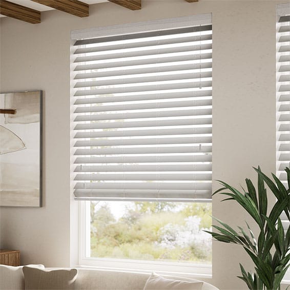 Cool Grey Faux Wood Blind - 64mm Slat - 64mm Slat