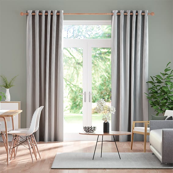 Devon Stripe Charcoal Curtains