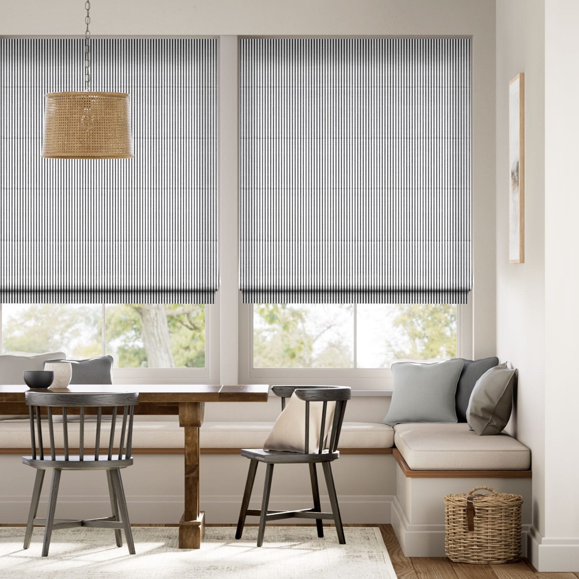 Devon Stripe Charcoal Roman Blind