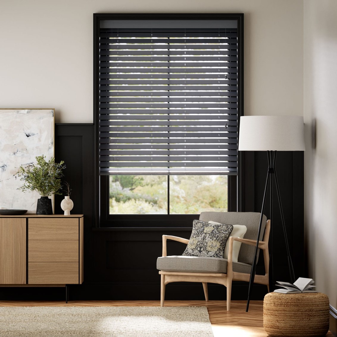 Cosmopolitan Anchor Grey Wooden Blind - 50mm Slat