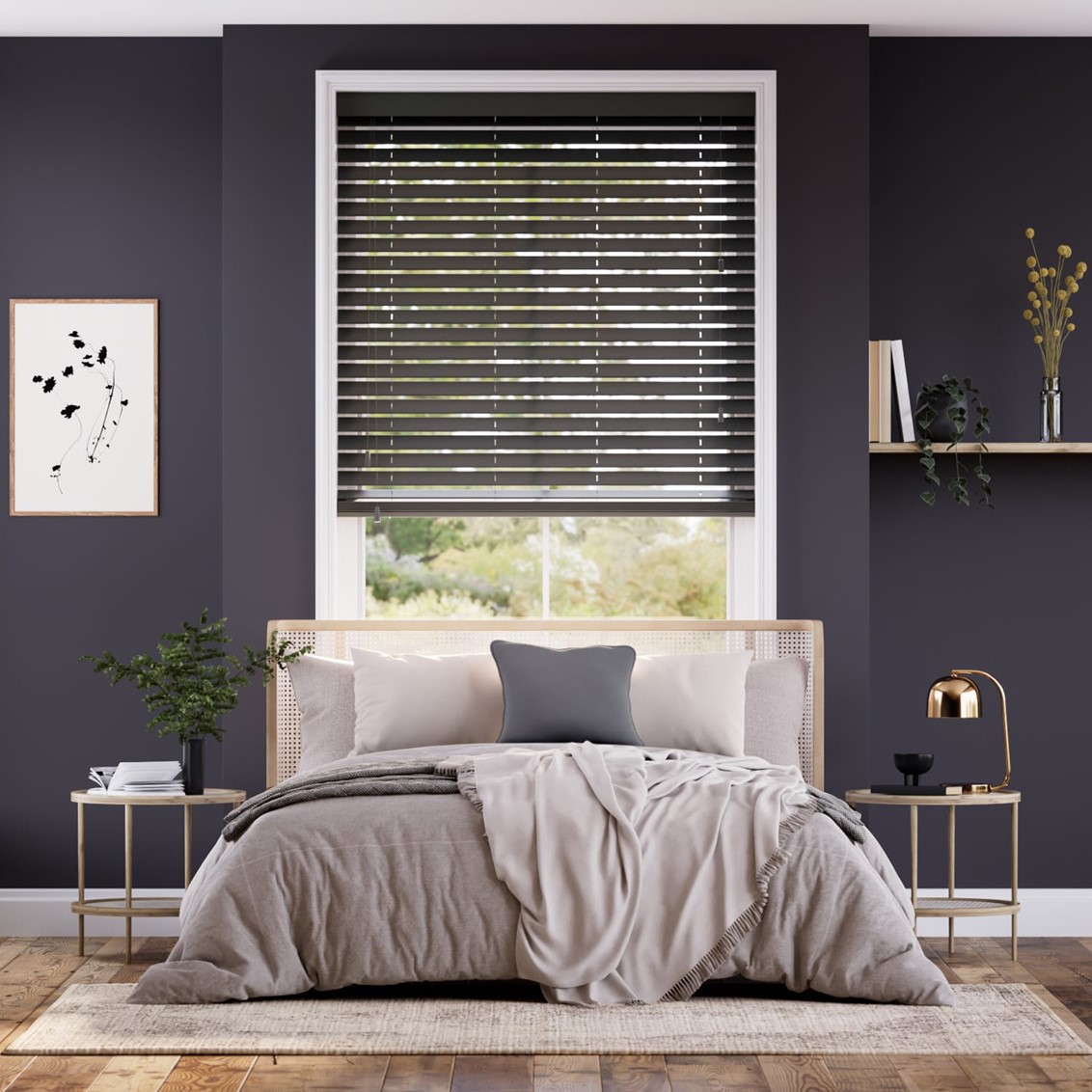 Cosmopolitan Victorian Grey Wooden Blind - 50mm Slat