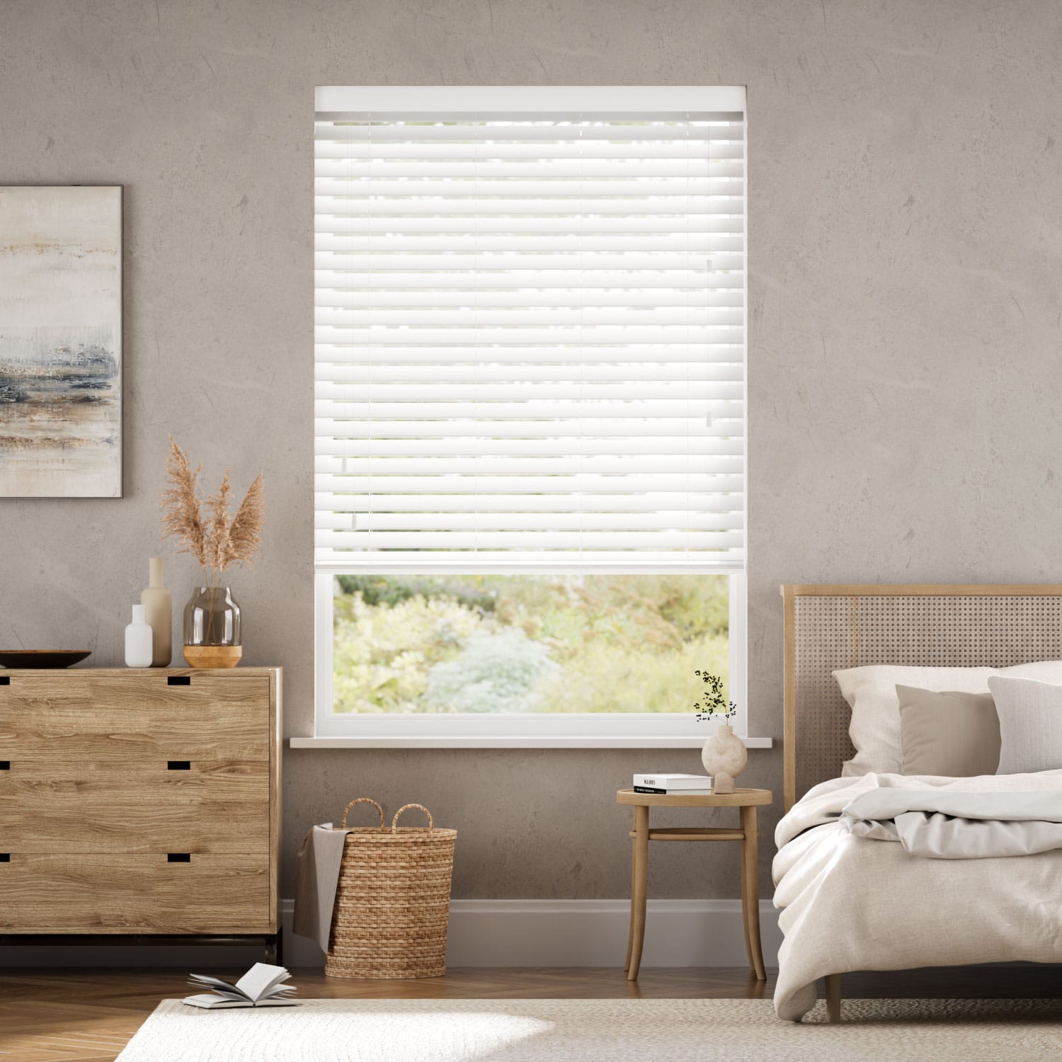 Crisp White Faux Wood Blind - 50mm Slat