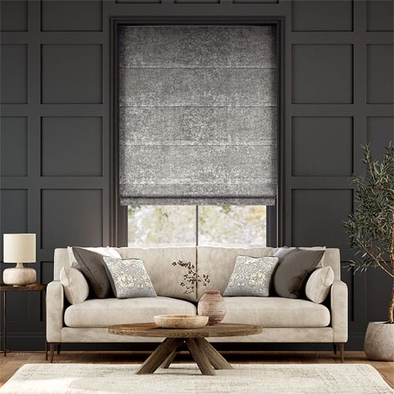 Crushed Velvet Nickel Roman Blind