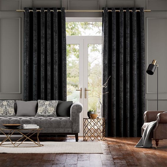 Crushed Velvet Obsidian Curtains