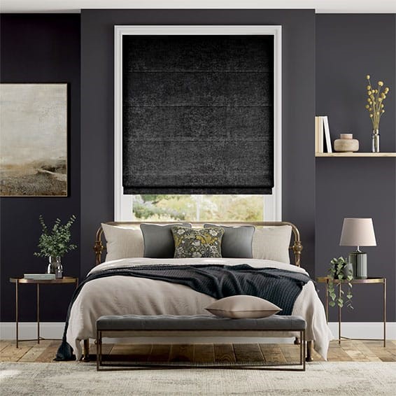 Crushed Velvet Obsidian Roman Blind