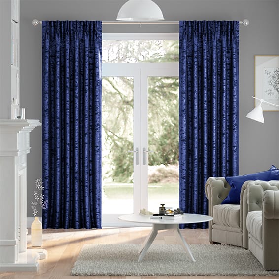 Crushed Velvet Royal Blue Curtains