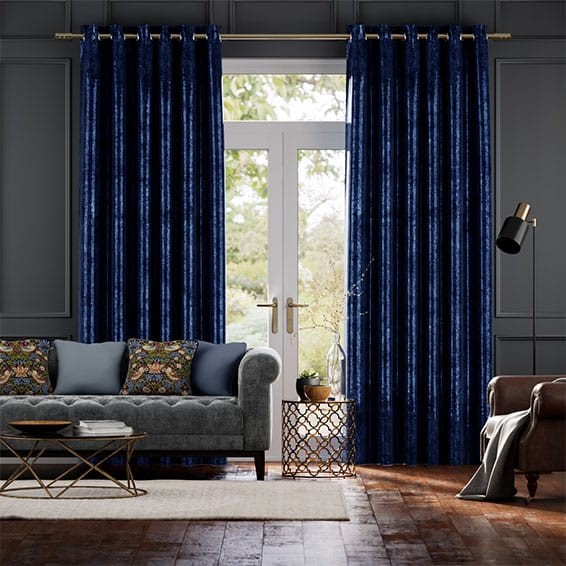 Crushed Velvet Royal Blue Curtains