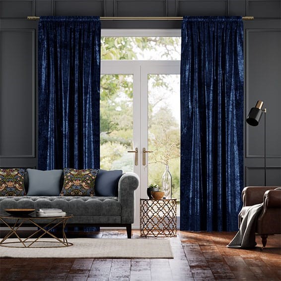 Crushed Velvet Royal Blue Curtains