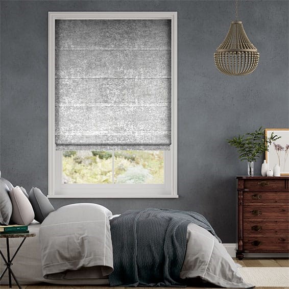 Crushed Velvet Steel Roman Blind