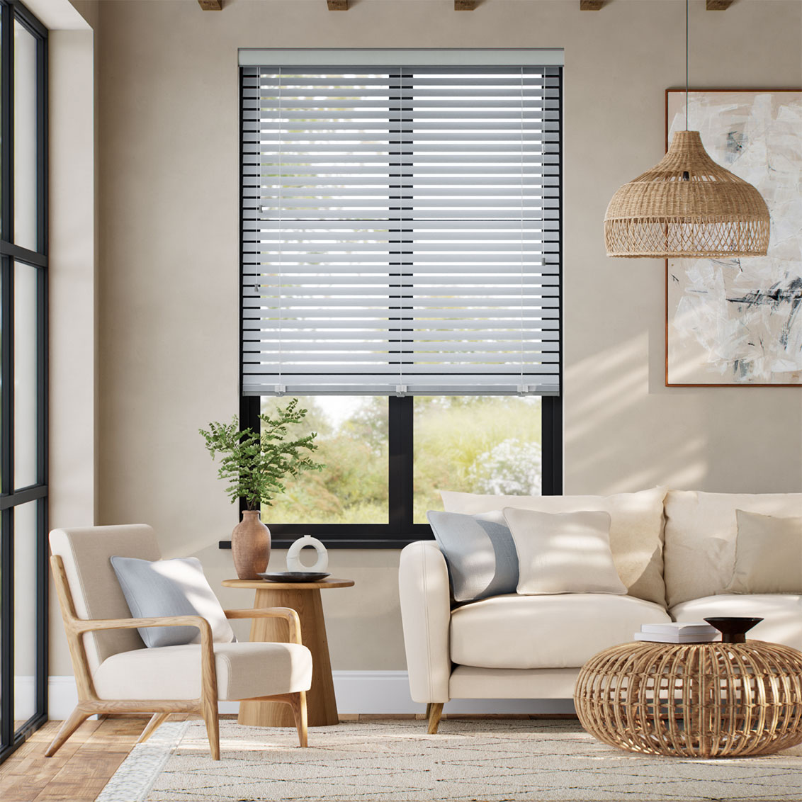 Vela Dove Grey Fabric Venetian Blind - 50mm Slat