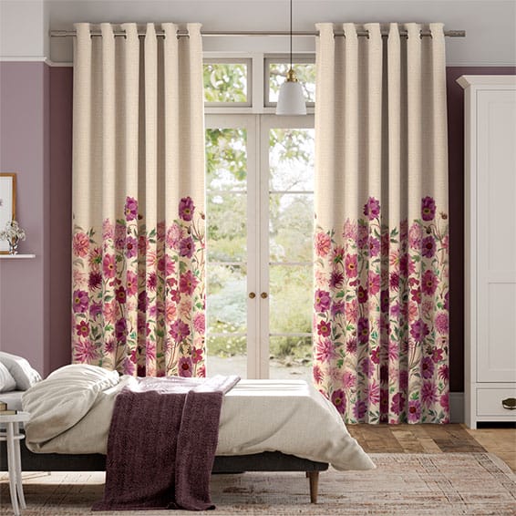Dahlia and Chrysanthemum Lilac Curtains