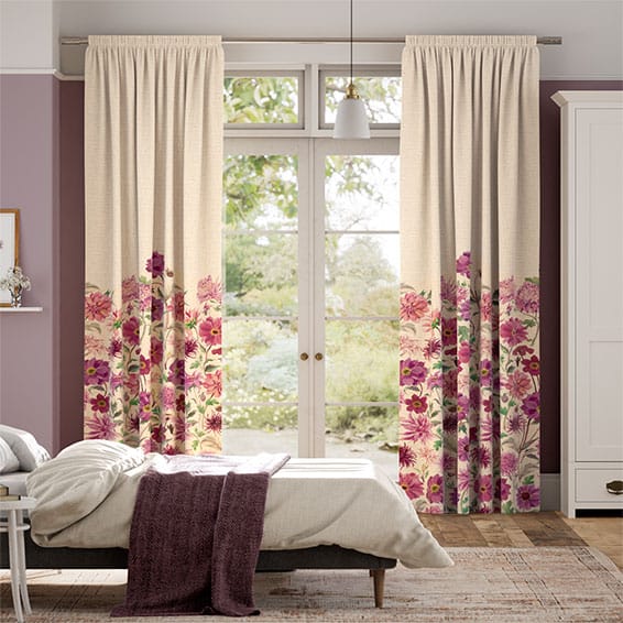 Dahlia and Chrysanthemum Lilac Curtains