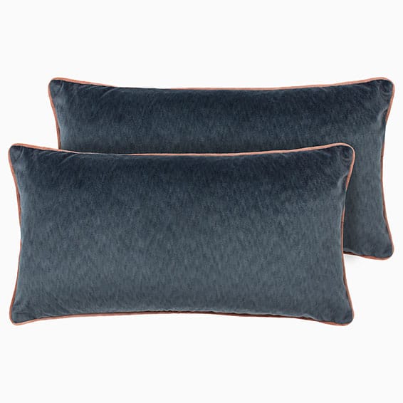 Dalston Textured Velvet Slate Blue & Blush Cushion