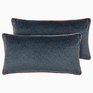 Dalston Textured Velvet Slate Blue & Blush Cushion thumbnail image