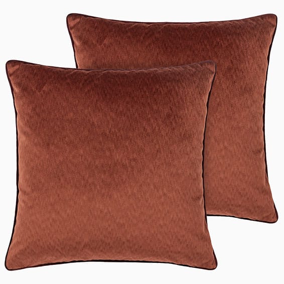 Dalston Textured Velvet Russet & Marsala Red Cushion