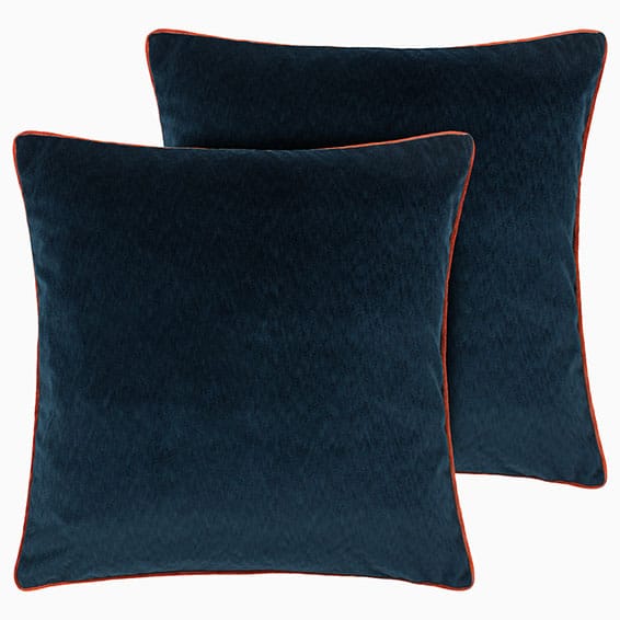 Dalston Textured Velvet Teal & Brick Cushion