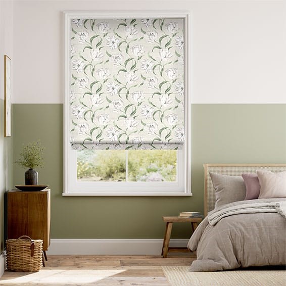 Electric Dancing Tulip Fields Cream Roman Blind