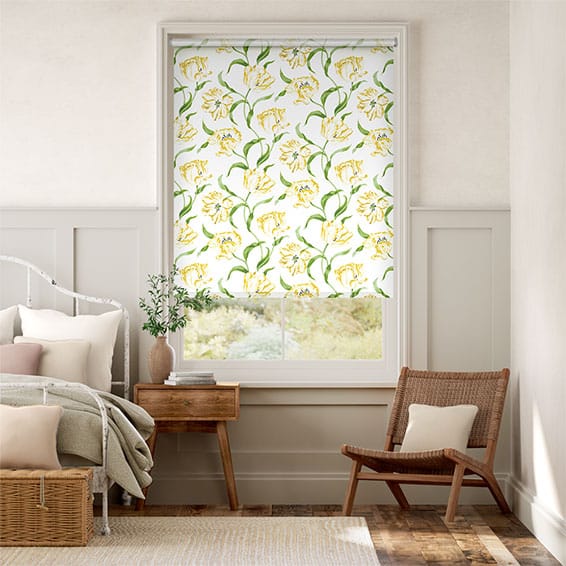 Dancing Tulip Fields Green Roller Blind