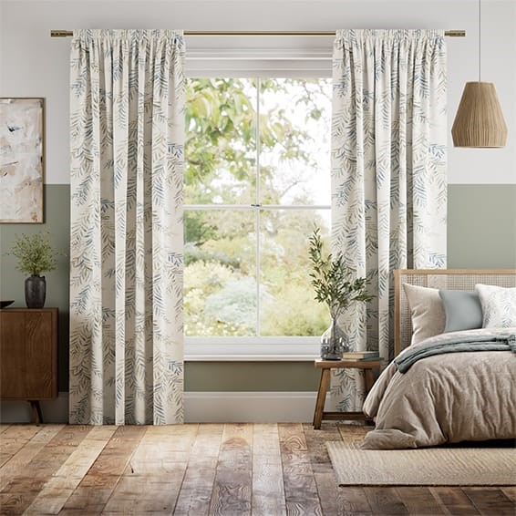 Dappled Ferns Blue Stone Curtains