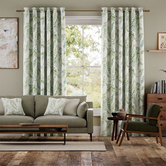 Dappled Ferns Leaf Green Curtains