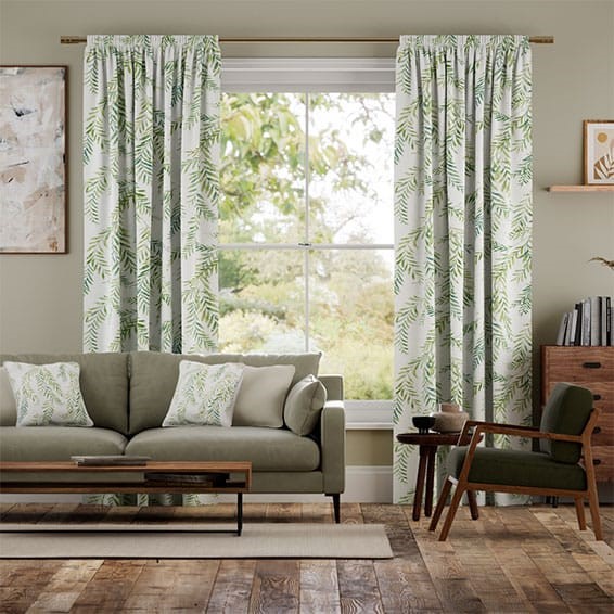 Dappled Ferns Leaf Green Curtains