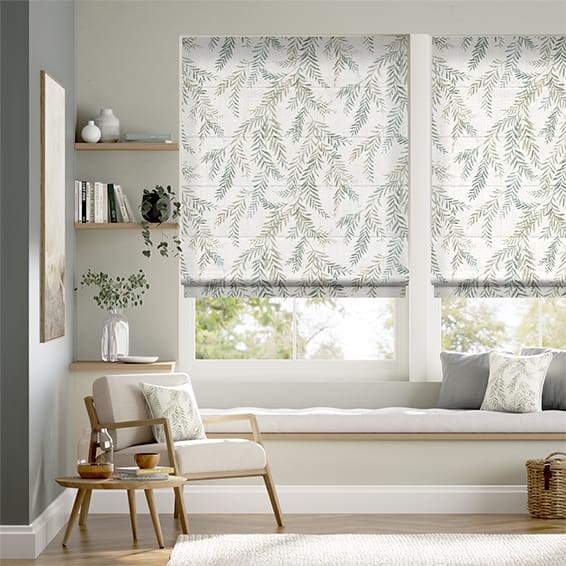 Dappled Ferns Mineral Roman Blind