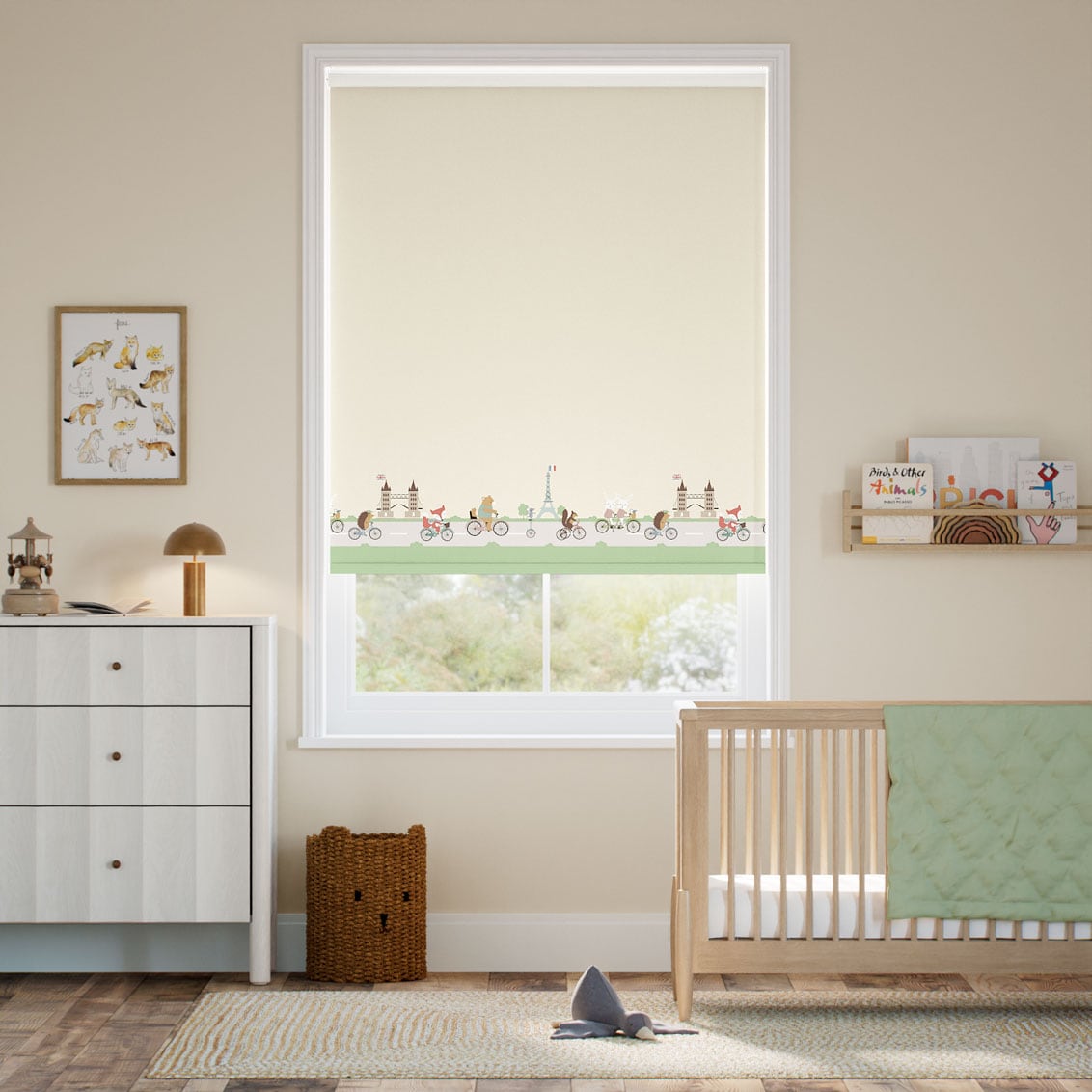 Twist2Go Dash Border Blackout Buttermilk Roller Blind