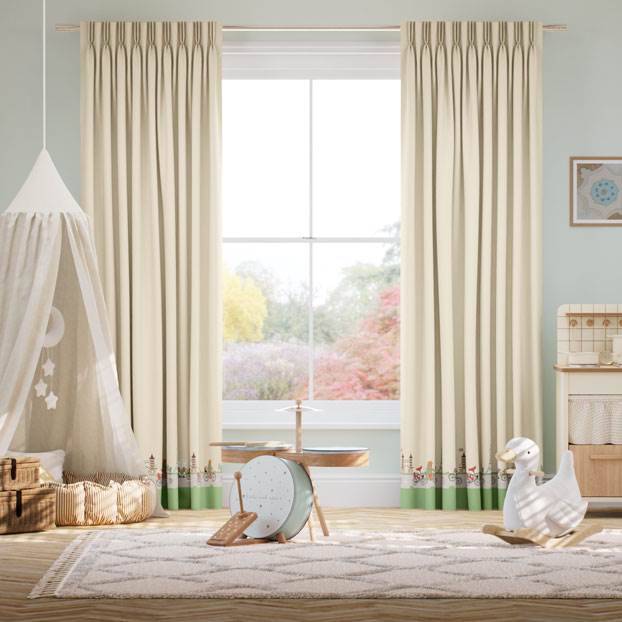 Dash Border Buttermilk Curtains thumbnail image