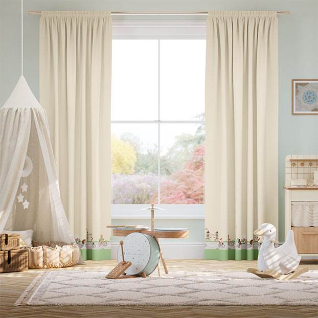 Dash Border Buttermilk Curtains thumbnail image