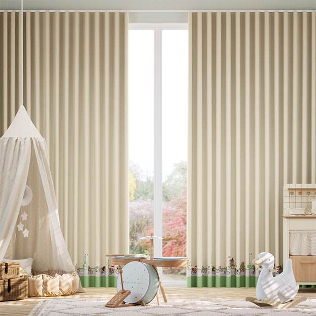 Dash Border Buttermilk Curtains thumbnail image