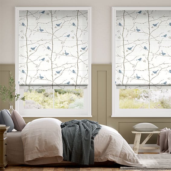 Electric Springs Dawn Chorus Mineral Blue Roman Blind